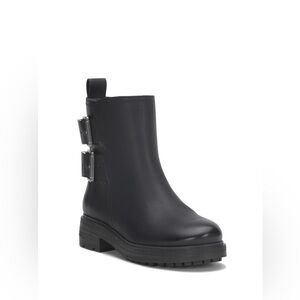 NEW $159 Luck Brand Women's Candre Double Buckle Moto Lug Sole Booties Black 11